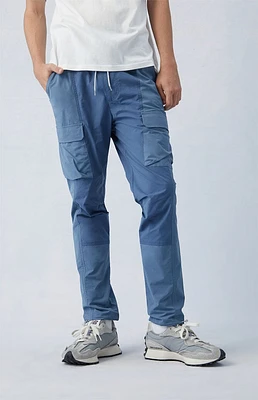 Eco Stretch Nylon Blue Slim Cargo Pants