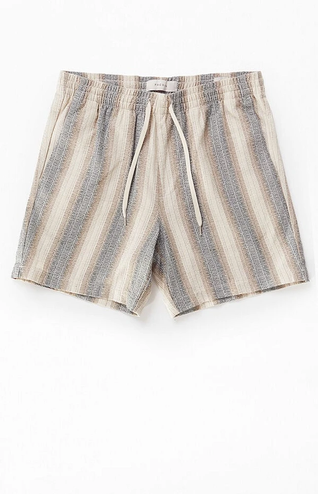 Pacsun Green Striped Textured Volley Shorts