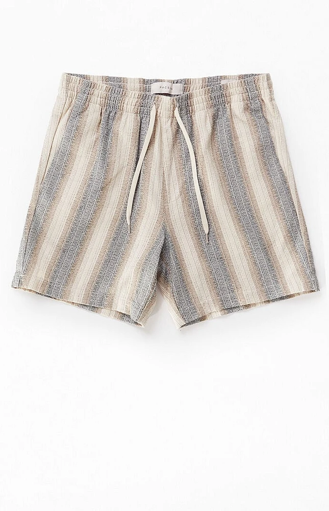 PacSun Green Striped Textured Volley Shorts