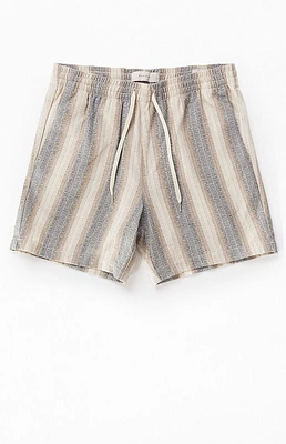 PacSun Green Striped Textured Volley Shorts