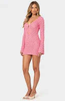 Edikted Brie Cut Out Crochet Mini Dress