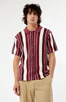 PacSun Burgundy Button Down Knit Polo Shirt