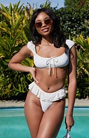 Beverly and Beck Mina Double Ruffle High Cut Bikini Bottom
