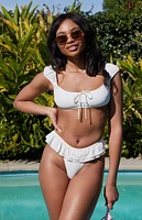 Beverly and Beck Mina Double Ruffle High Cut Bikini Bottom