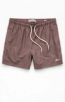 Pacsun Bailey Brown Pinstripe 5" Swim Trunks