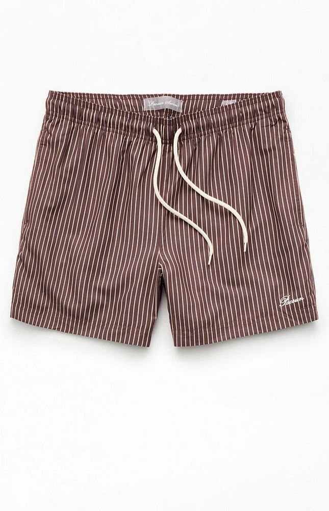PacSun Bailey Brown Pinstripe 5" Swim Trunks