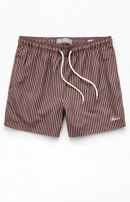 PacSun Bailey Brown Pinstripe 5" Swim Trunks
