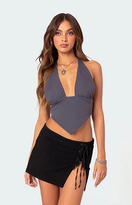Open Back Triangle Halter Top