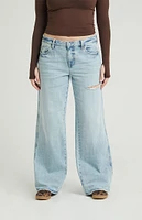 PacSun Casey Light Indigo Ripped Low Rise Baggy Jeans