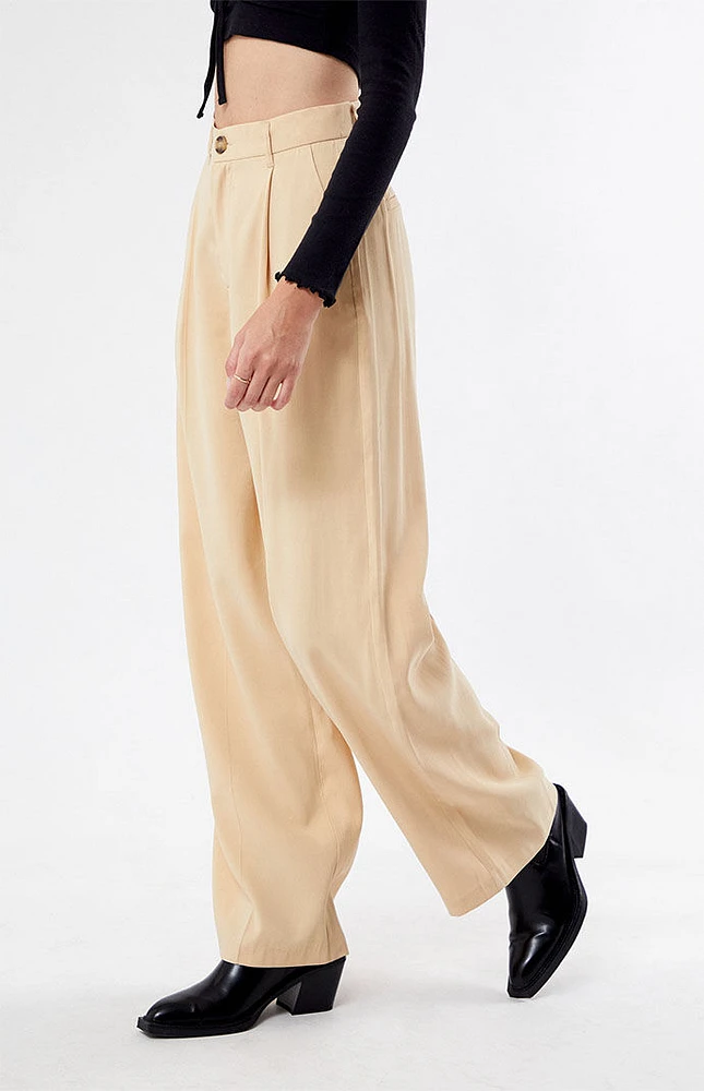 Beige High Waisted Trousers