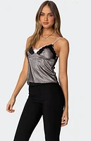 Edikted Janie Layered Polka Dot Mesh Top