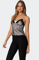 Edikted Janie Layered Polka Dot Mesh Top