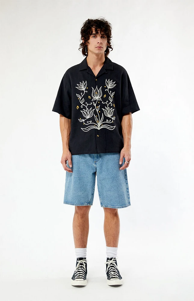 PacSun Provincial Oversized Embroidered Camp Shirt