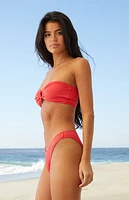 Salero Swim by Pacsun Red Textured Bandeau Bikini Top