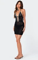 Edikted Shelli Open Back Crochet Mini Dress