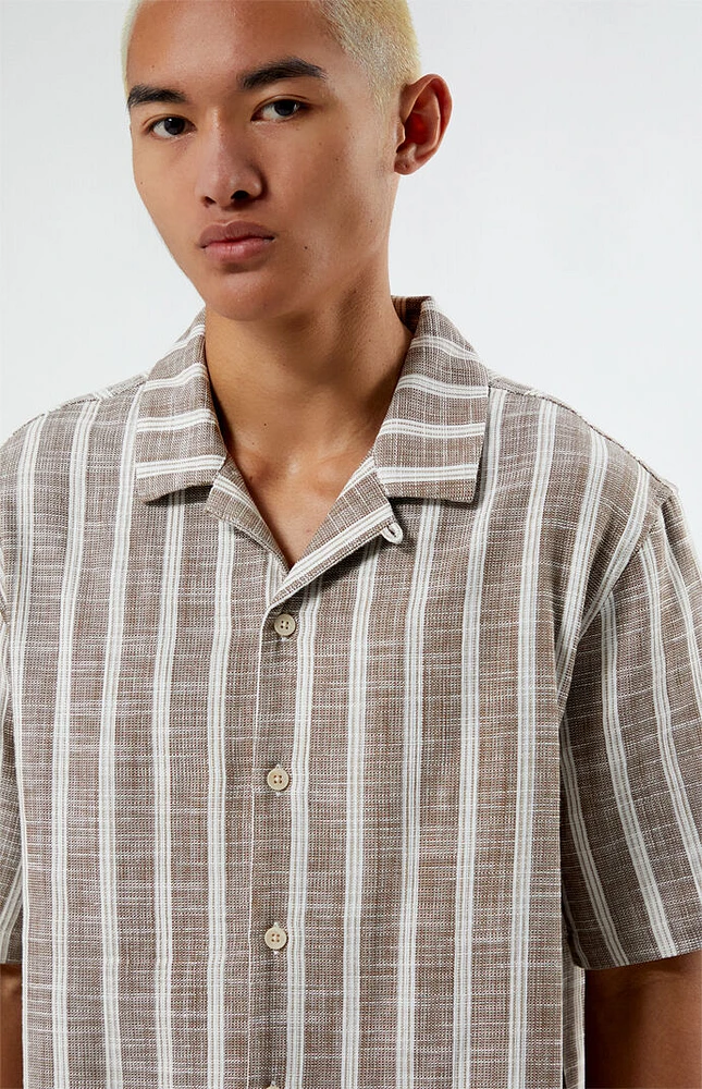 PacSun Brown Woven Stripe Camp Shirt