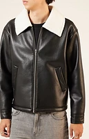 Pacsun Sherpa Collar Faux Leather Jacket