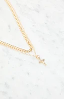 LA Hearts Cross Chain Layered Necklace