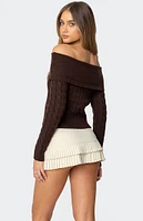 Edikted Glenn Fold Over Cable Knit Sweater