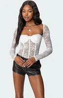 Edikted Ally Sheer Lace Cupped Bodysuit