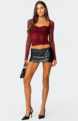 Edikted Double Belt Faux Leather Micro Skort