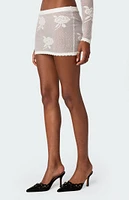 Edikted Saga Embroidered Sheer Mini Skirt