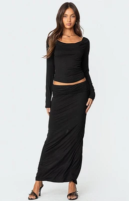 Edikted Johanna Fold Over Maxi Skirt