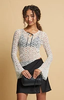 Beverly and Beck Mollie Lace Asymmetrical Long Sleeve Top