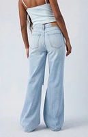 PacSun Light Indigo Ripped Dakota Mid Rise Baggy Jeans