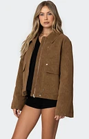 Edikted Annabelle Oversized Faux Suede Jacket