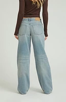 Pacsun Casey Light Indigo Grommet Low Rise Baggy Jeans