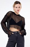 Basic Pleasure Mode Cropped Fishnet Hoodie