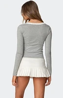 Edikted Shayni Lace Trim Long Sleeve Top