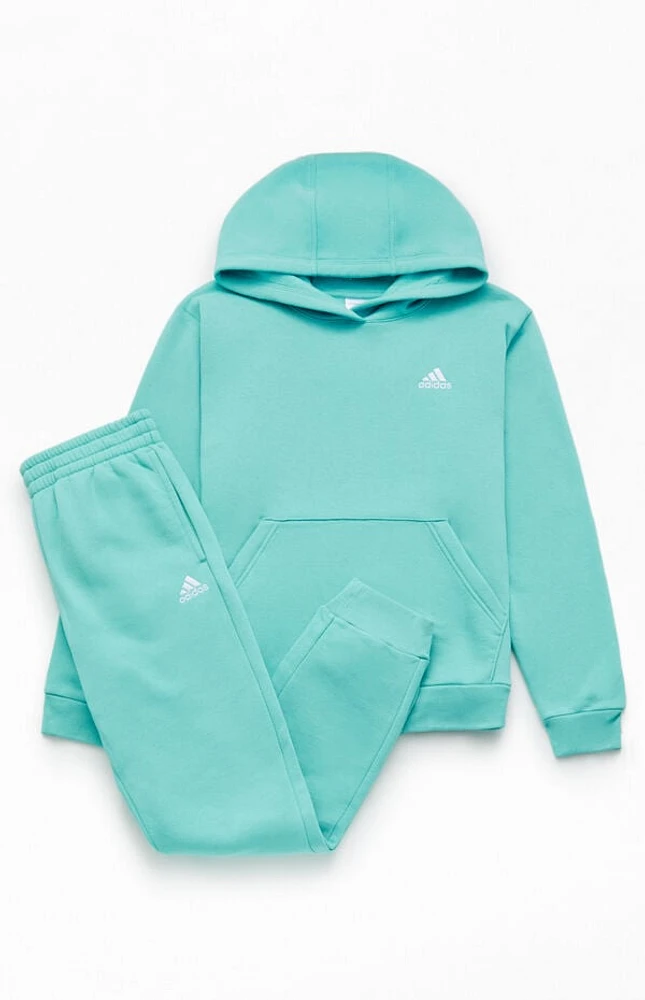 adidas Kids Mint Minimal Logo Hoodie & Sweatpants