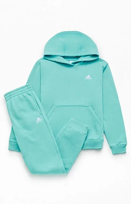 adidas Kids Mint Minimal Logo Hoodie & Sweatpants