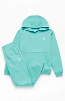 adidas Kids Mint Minimal Logo Hoodie & Sweatpants