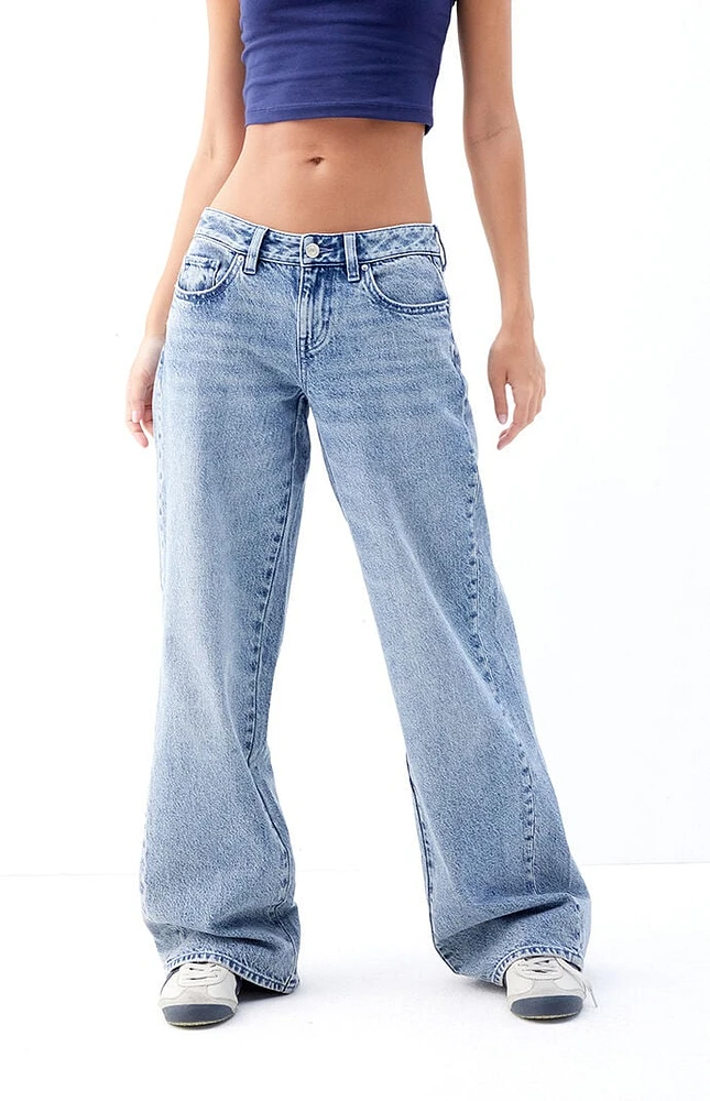 PacSun Casey Medium Indigo Twist Seam Low Rise Baggy Jeans