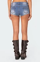 Edikted Honey Low Rise Denim Micro Shorts