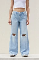 PacSun Light Indigo Ripped Low Rise Baggy Jeans