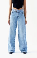 PacSun Jessie Medium Indigo Western Belt High Waisted Baggy Jeans