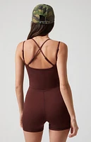 PAC 1980 WHISPER Active Brown Cross Back Short Onesie
