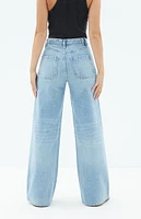 PacSun Nora Indigo Rhinestone Wide Leg Carpenter Jeans