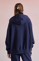 Beverly and Beck Denim Bow Applique Zip Up Hoodie