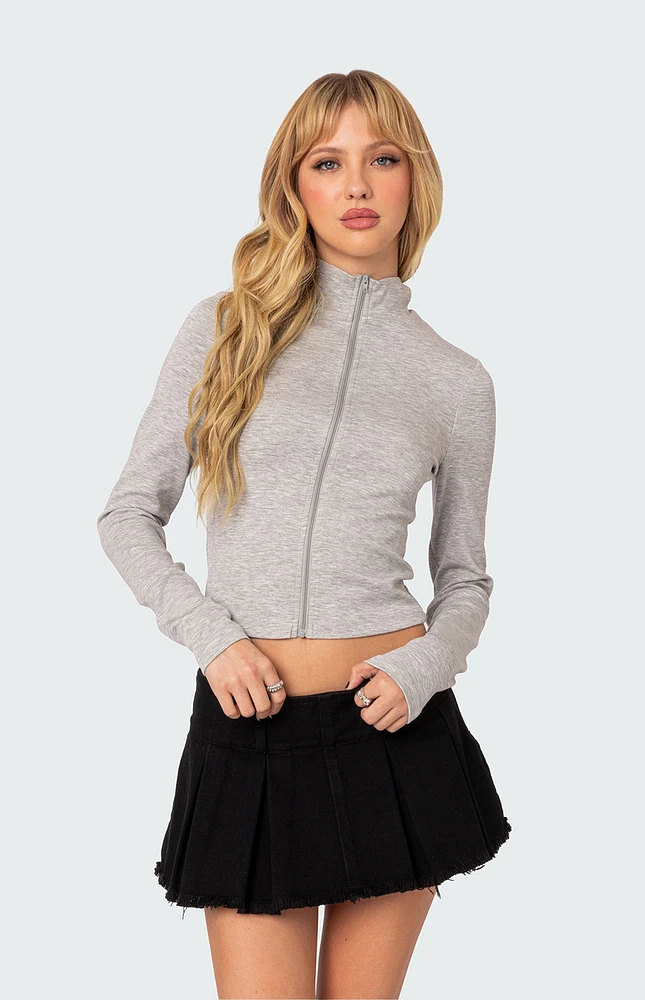 Tessa High Neck Zip Up Cardigan