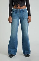 Pacsun Casey Dark Indigo Low Rise Baggy Cargo Jeans