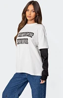 Edikted Situationship Oversized Layered T-Shirt