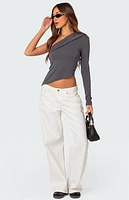 Edikted Fold Over One Shoulder Top