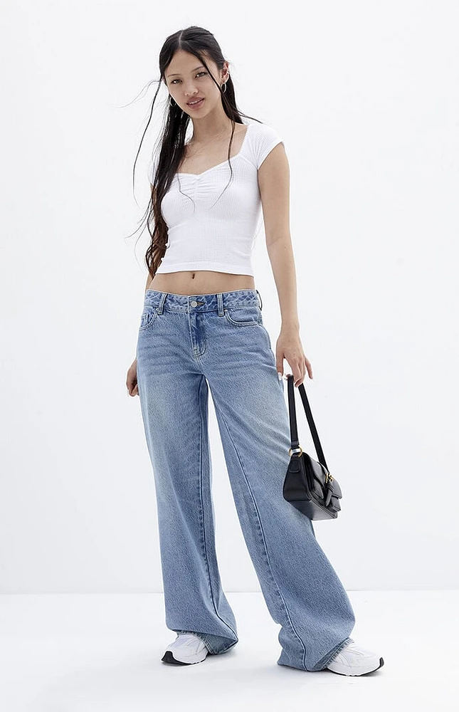 PacSun Casey Medium Indigo Low Rise Baggy Jeans