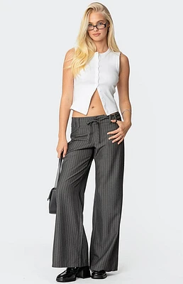 Edikted Mayla Wide Leg Pinstripe Trousers