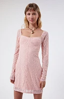 LA Hearts Long Sleeve Lace Shift Mini Dress